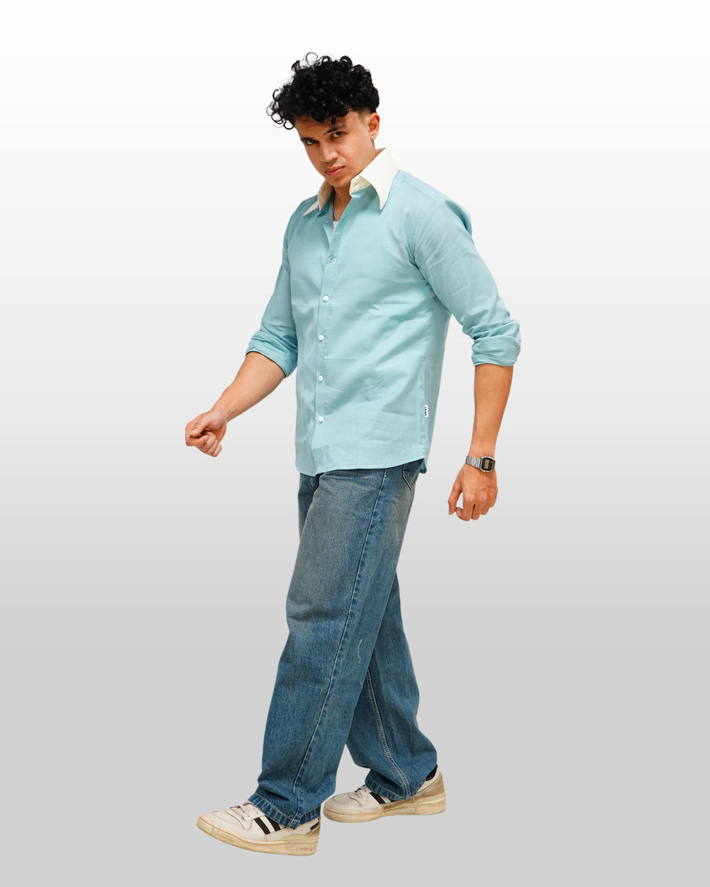 Blue Contrast Shirt