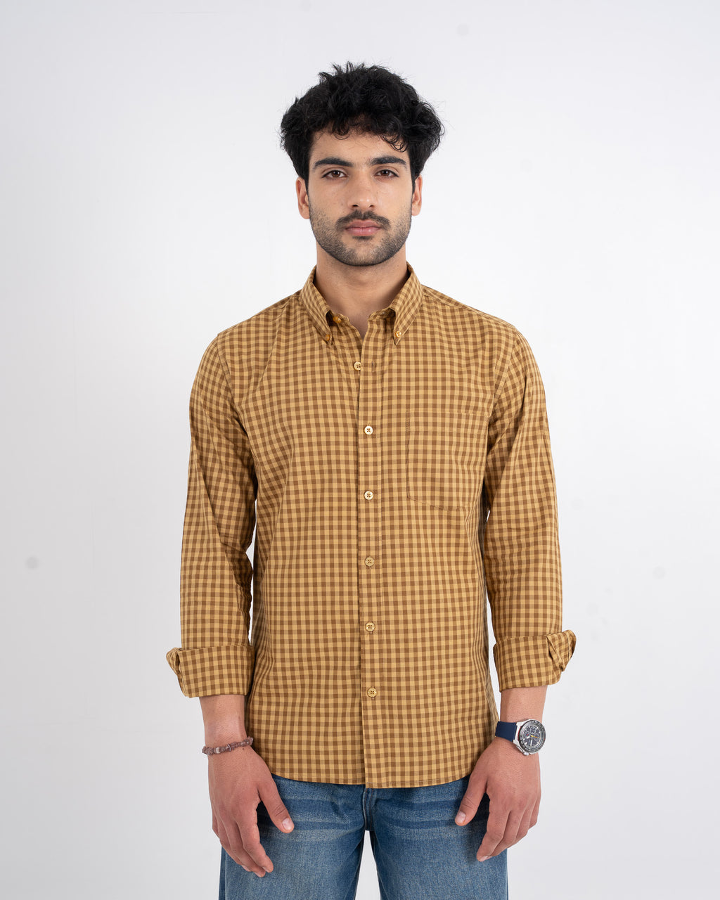 KHAKHI CHECKERED SHIRT