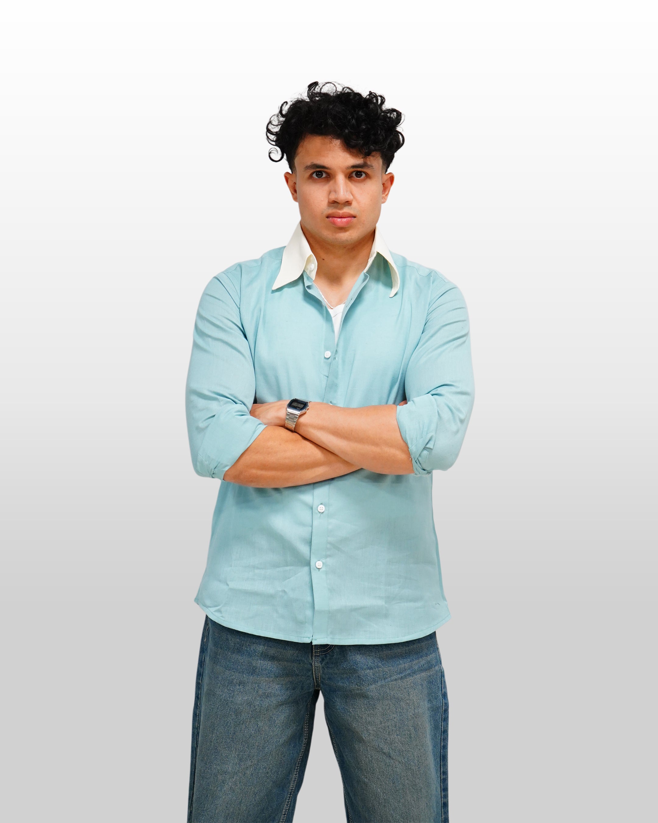 Blue Contrast Shirt