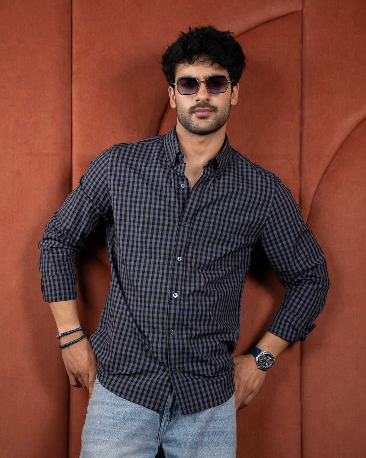 CHARCOAL CHECKERED SHIRT