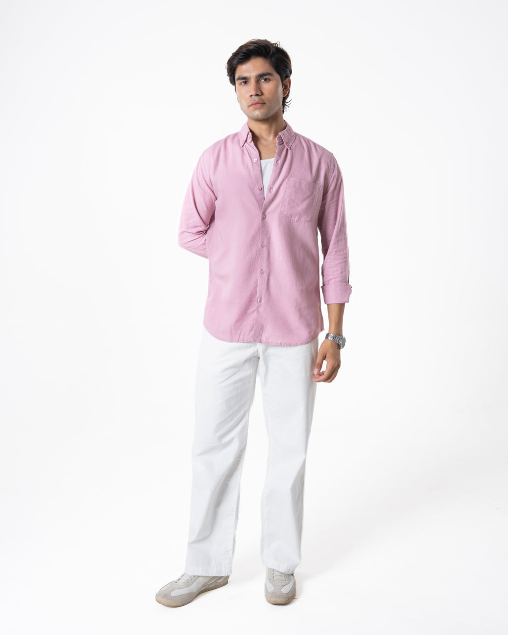 PINK LINEN BLEND SHIRT