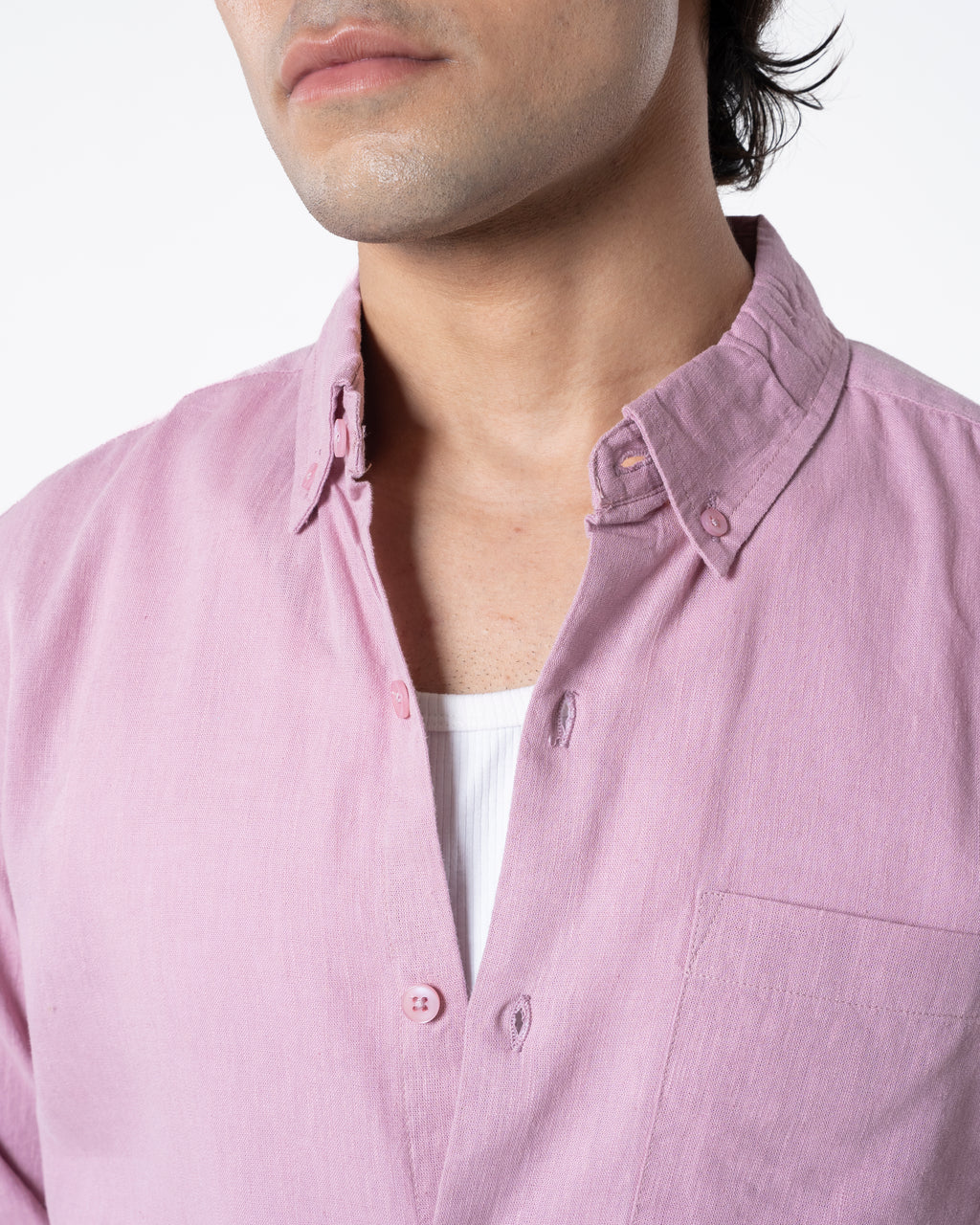 PINK LINEN BLEND SHIRT
