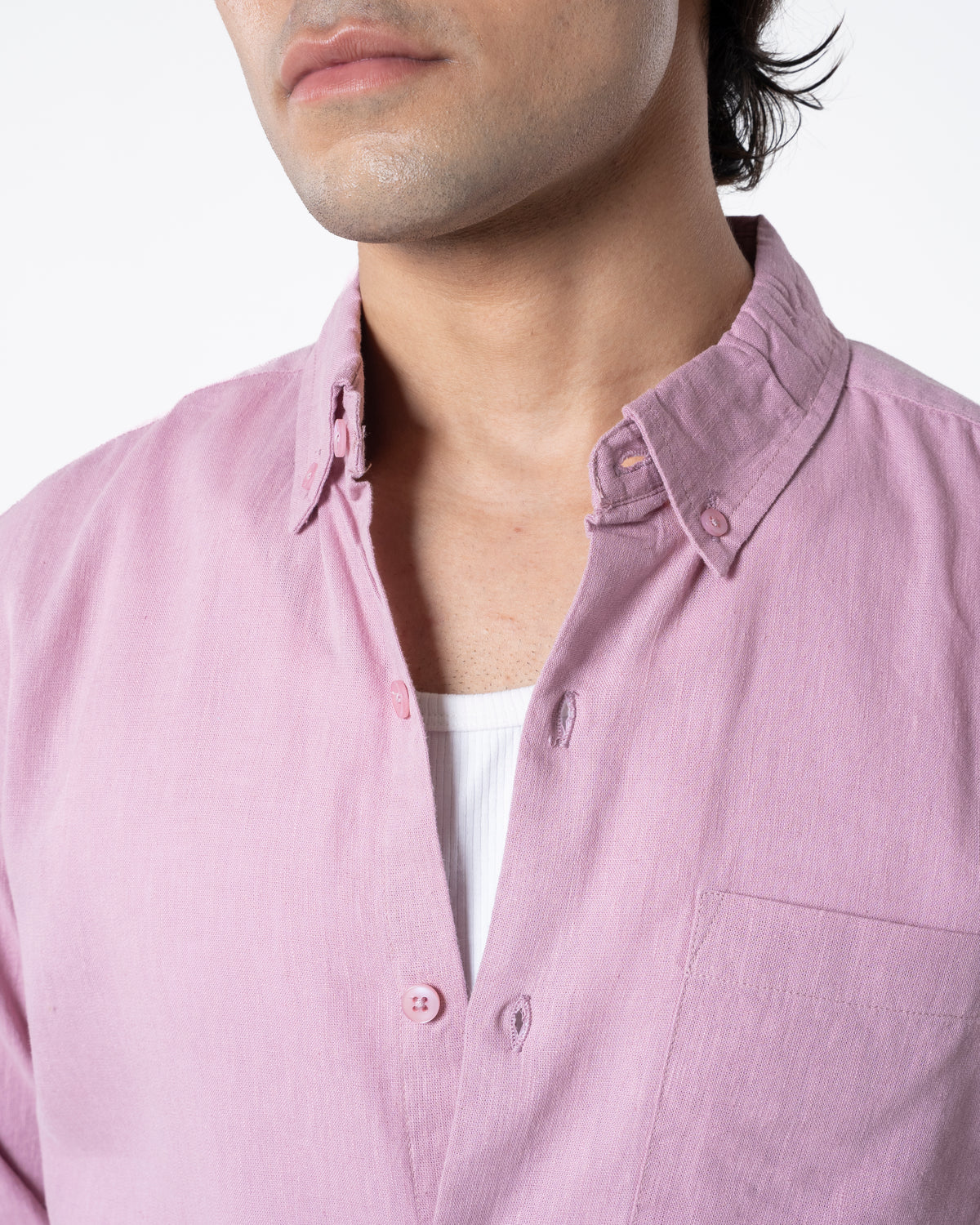 PINK LINEN BLEND SHIRT