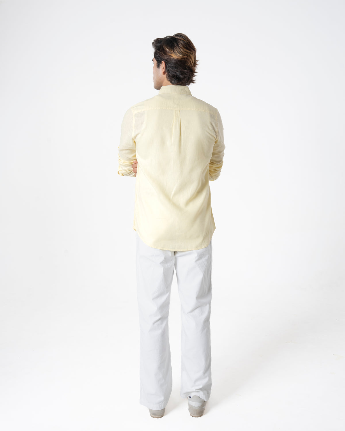 YELLOW LINEN BLEND SHIRT