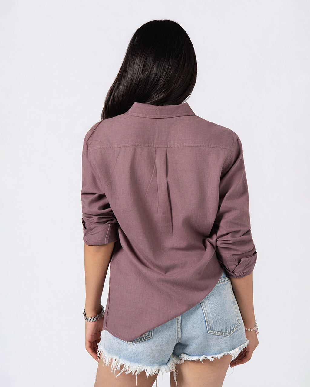 DUSTY ROSE LINEN BLEND SHIRT