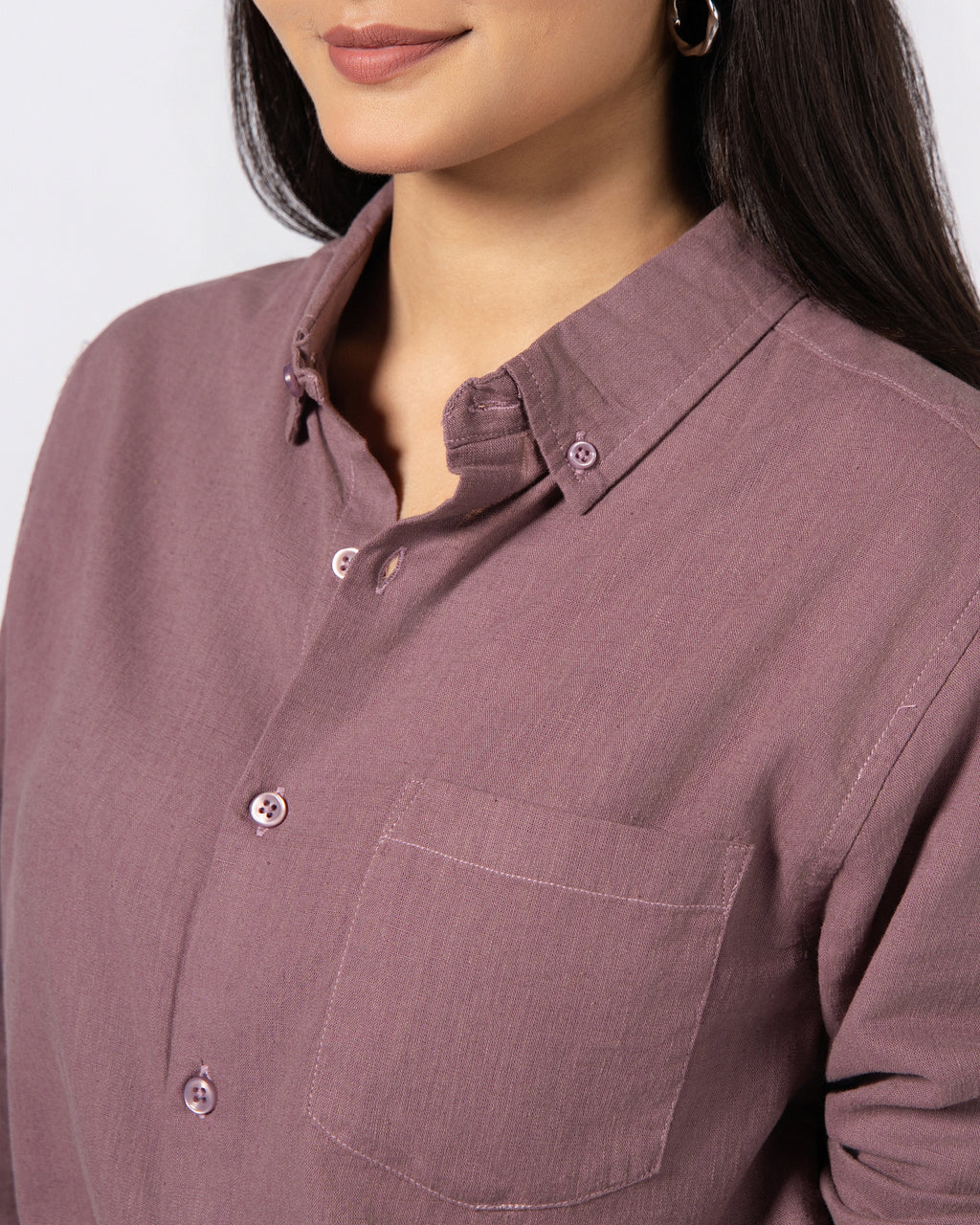DUSTY ROSE LINEN BLEND SHIRT