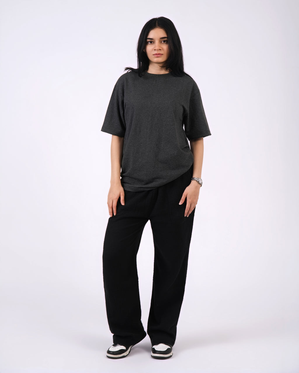 Milange Charcoal Loose Fit T-Shirt