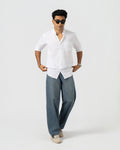 WHITE LINEN BLEND SHIRT