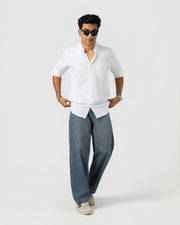 WHITE LINEN BLEND SHIRT