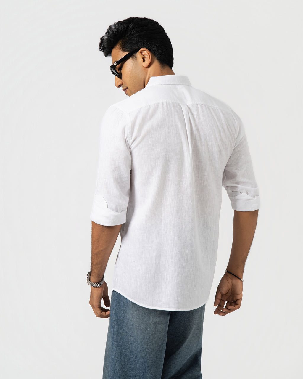 WHITE LINEN BLEND SHIRT
