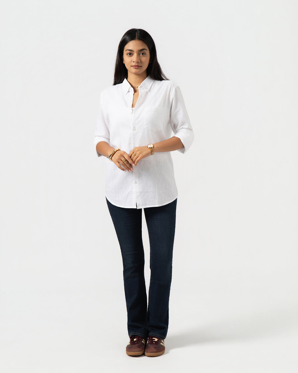 WHITE LINEN BLEND SHIRT