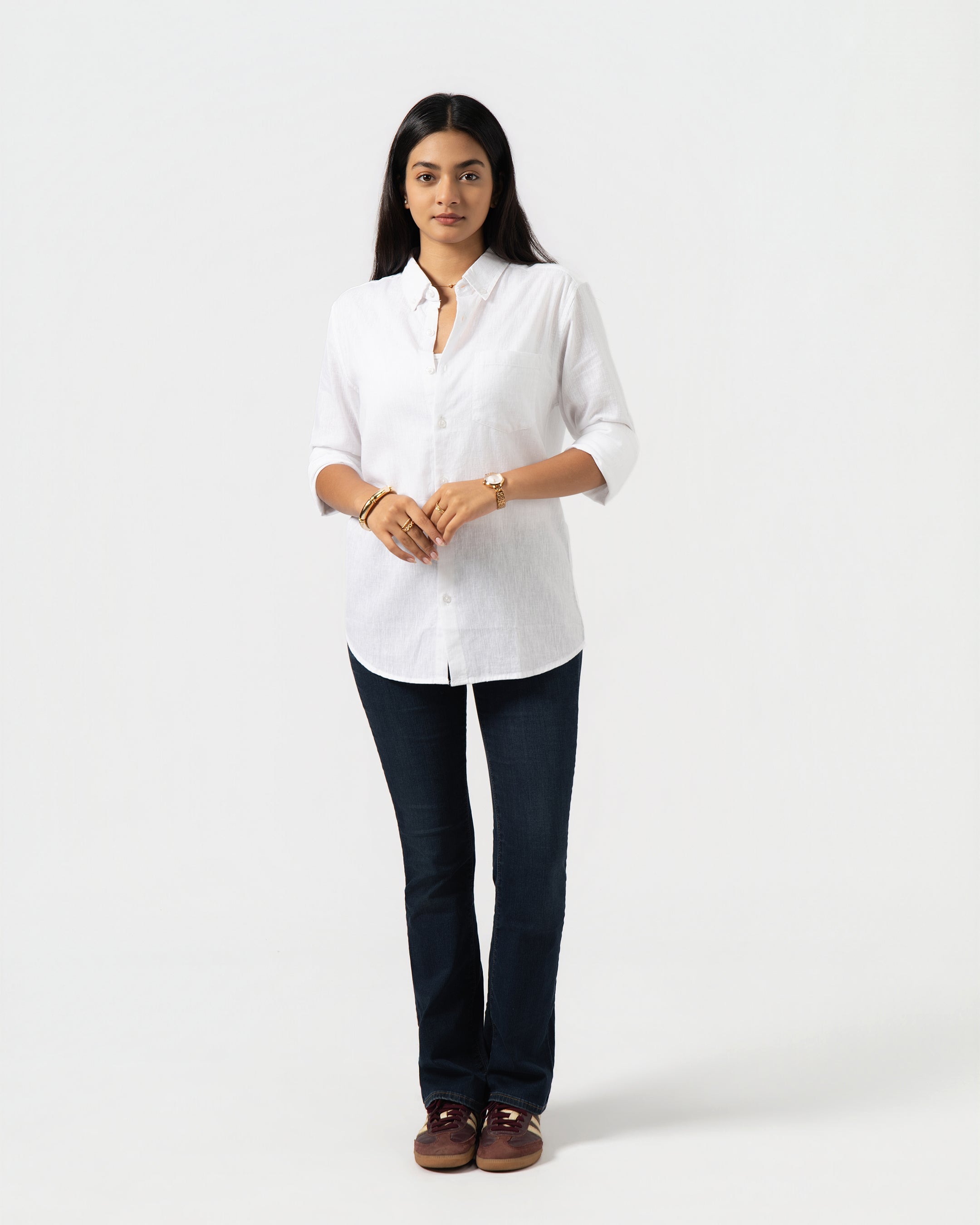 WHITE LINEN BLEND SHIRT