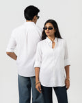 WHITE LINEN BLEND SHIRT
