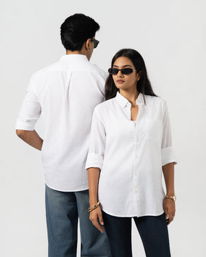 WHITE LINEN BLEND SHIRT