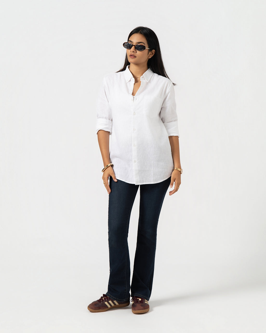 WHITE LINEN BLEND SHIRT