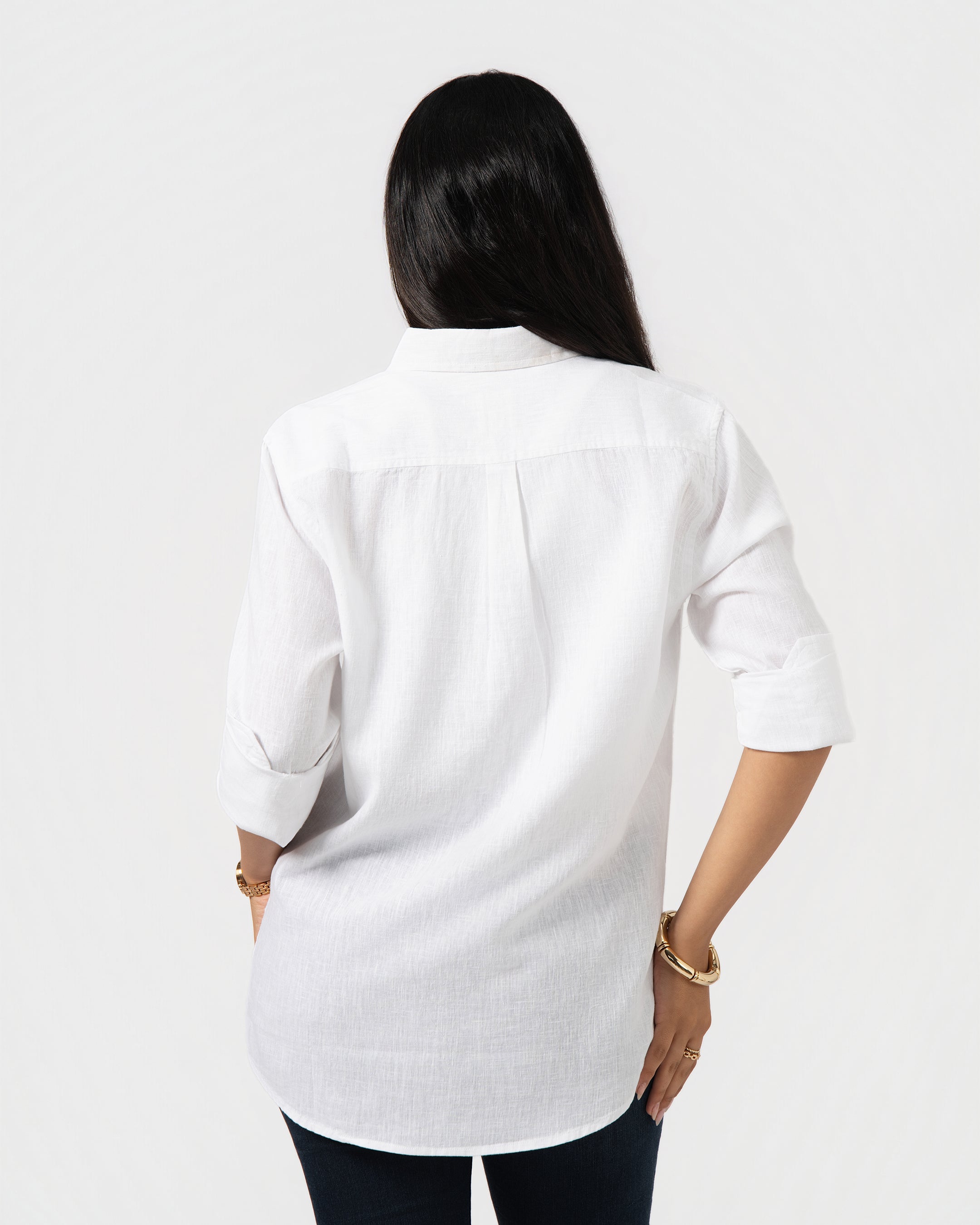 WHITE LINEN BLEND SHIRT