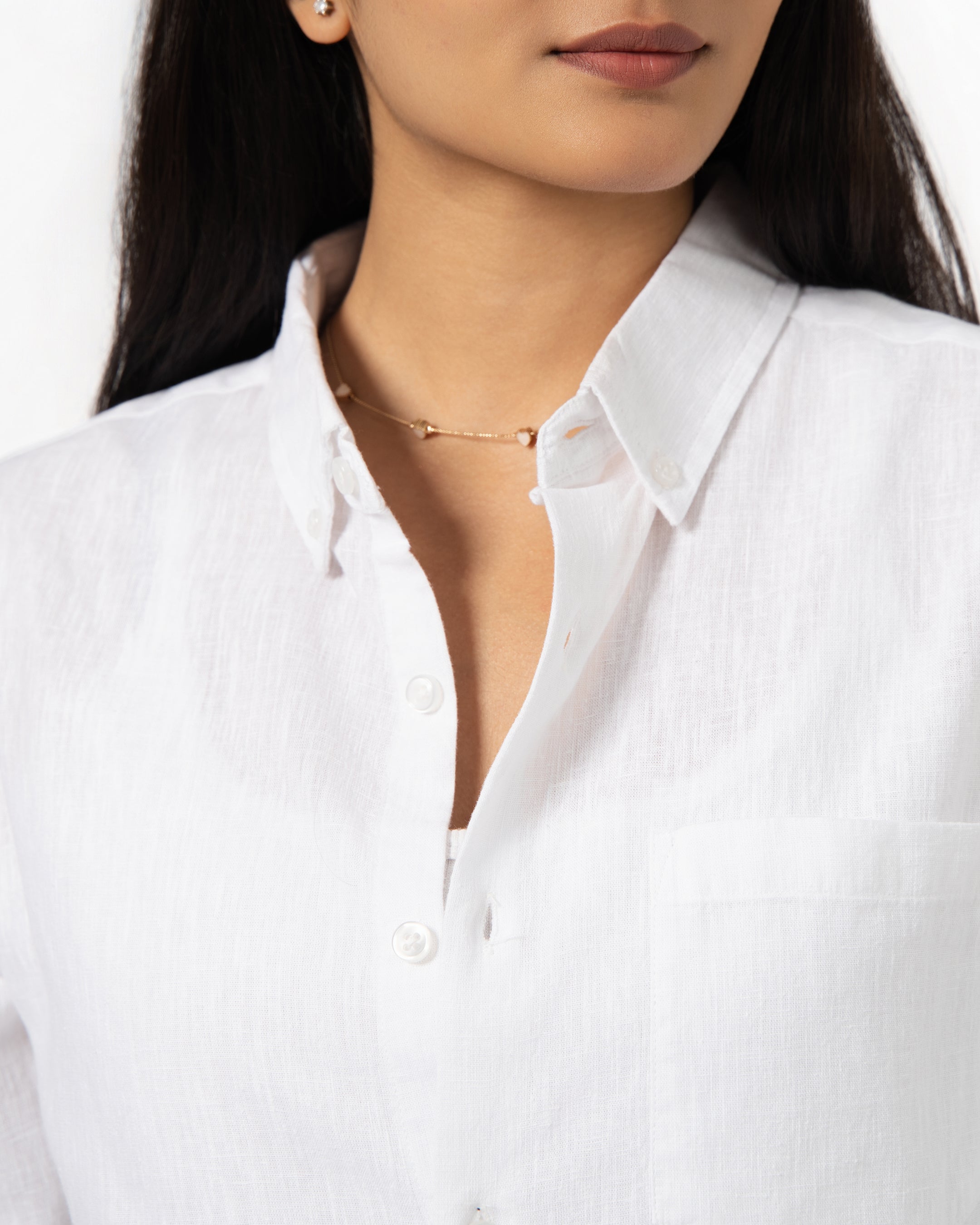 WHITE LINEN BLEND SHIRT