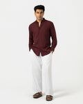 MAROON LINEN BLEND SHIRT