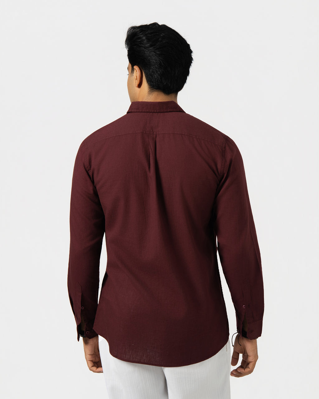 MAROON LINEN BLEND SHIRT