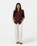 MAROON LINEN BLEND SHIRT