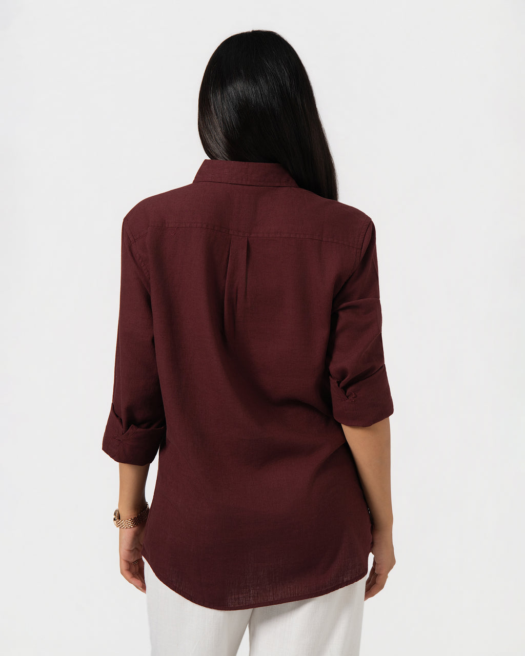 MAROON LINEN BLEND SHIRT