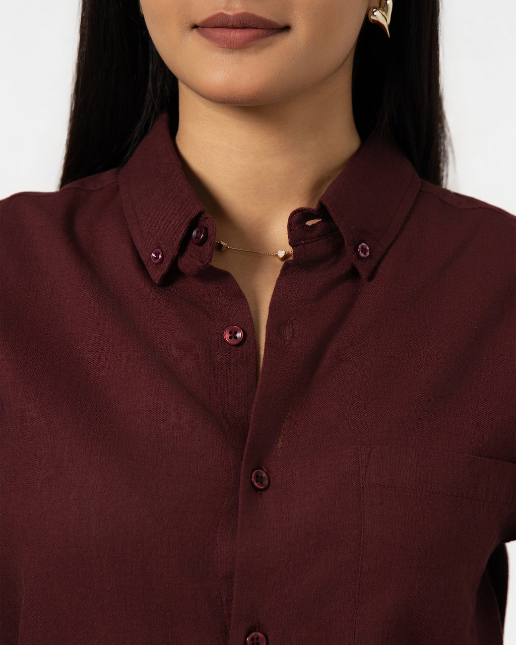 MAROON LINEN BLEND SHIRT