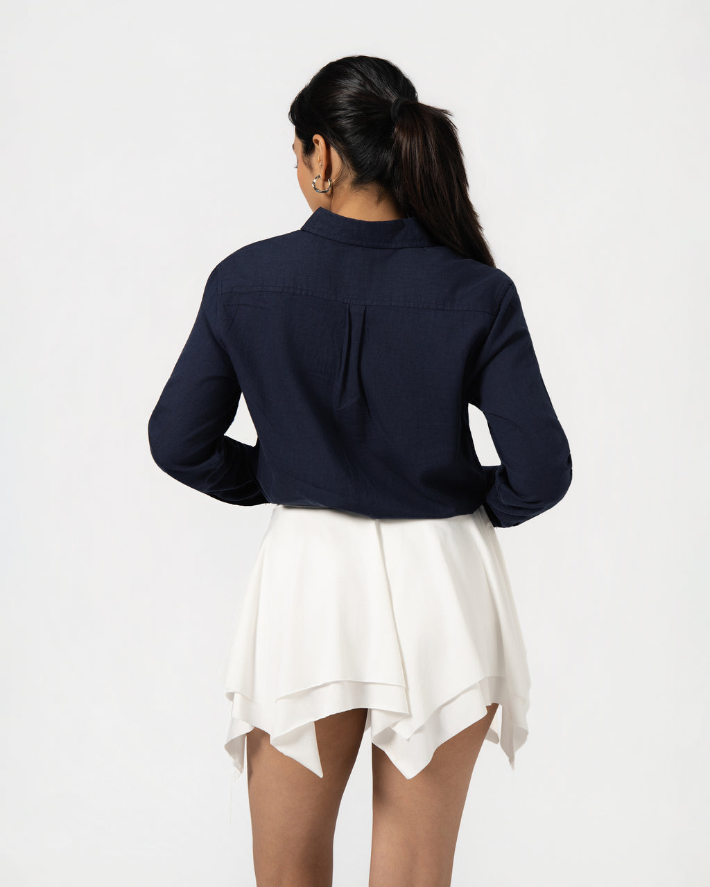 NAVY BLUE LINEN BLEND SHIRT