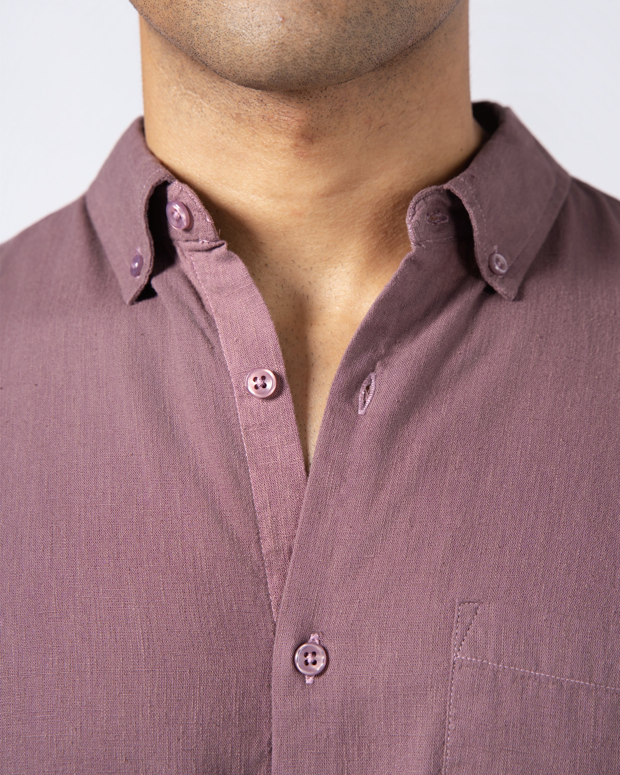 DUSTY ROSE LINEN BLEND SHIRT