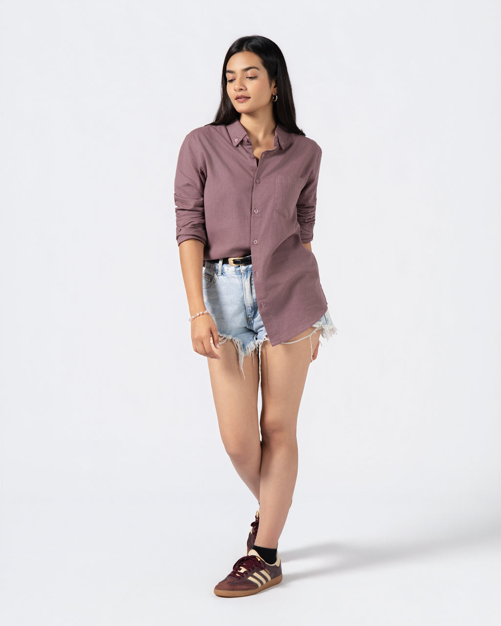 DUSTY ROSE LINEN BLEND SHIRT
