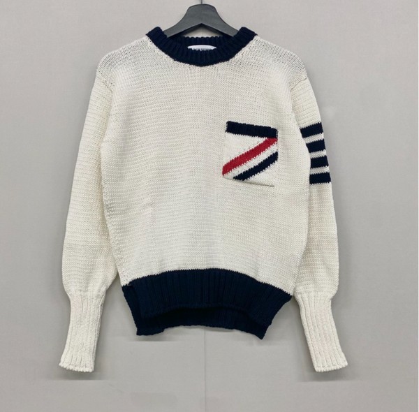 THOM BROWNE(톰브라운) MKA353A Y3017 100 배색 완장 니트