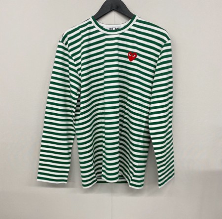 COMME DES GARCONS(꼼데가르송) P1T164 3 그린 스트라이프 티셔츠